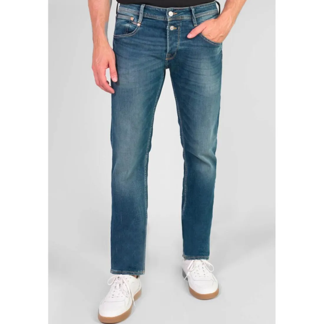 Jeans regular, droit 800/12, longueur 34 bleu Lars en coton