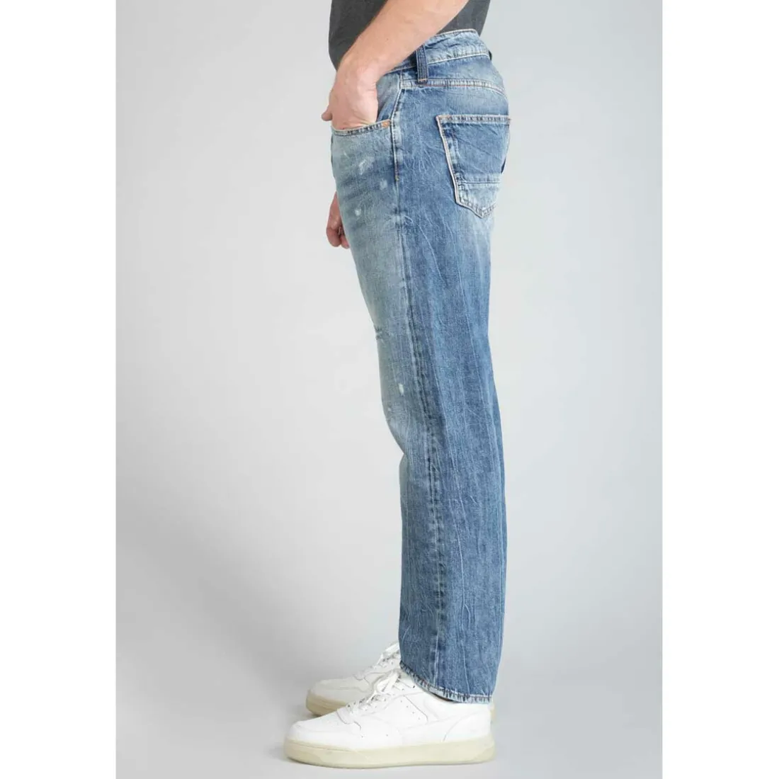 Jeans regular, droit 700/20, longueur 34 bleu en coton