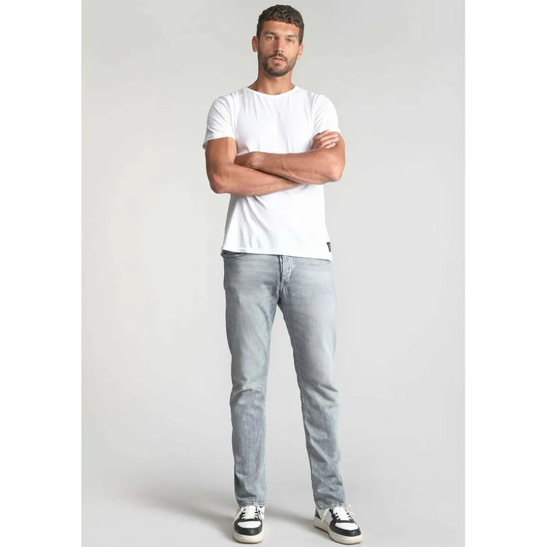 Jeans regular, droit 700/22, longueur 34 gris en coton