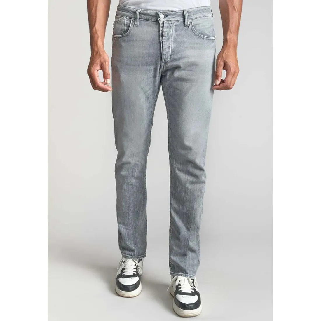 Jeans regular, droit 700/22, longueur 34 gris en coton