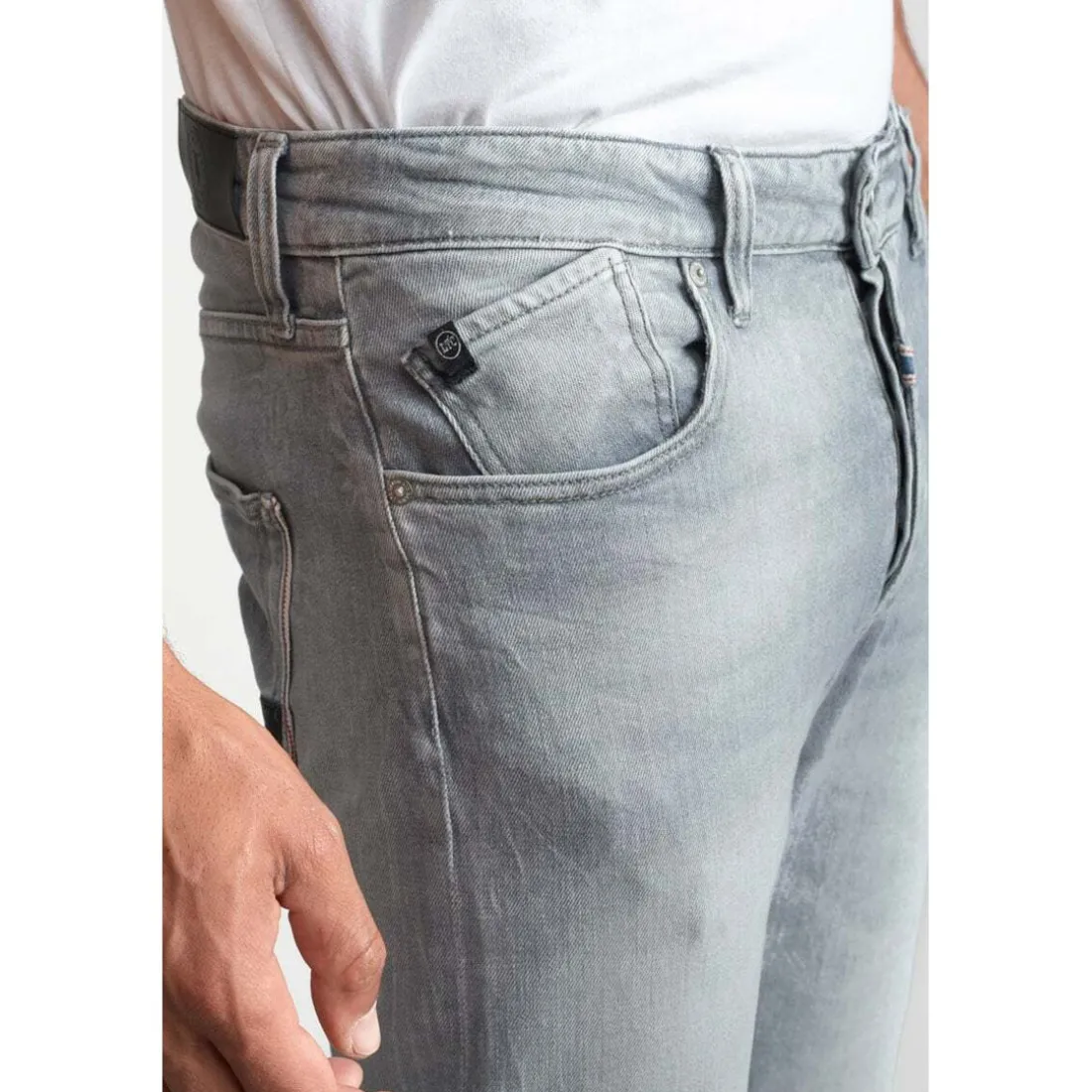 Jeans regular, droit 700/22, longueur 34 gris en coton