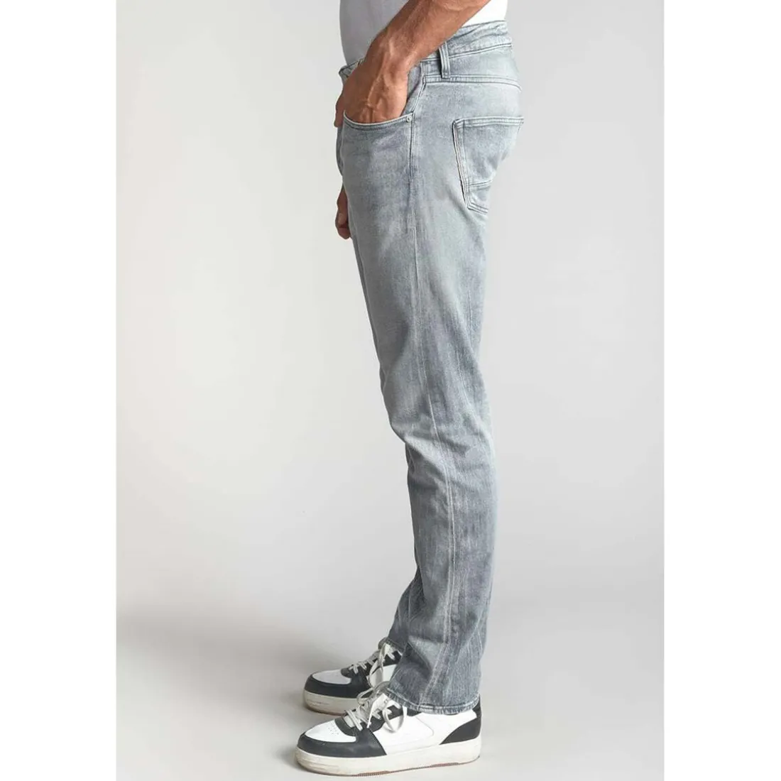 Jeans regular, droit 700/22, longueur 34 gris en coton