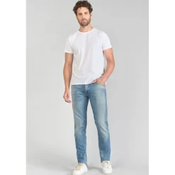 Jeans regular, droit 800/12, longueur 34 bleu en coton Beau