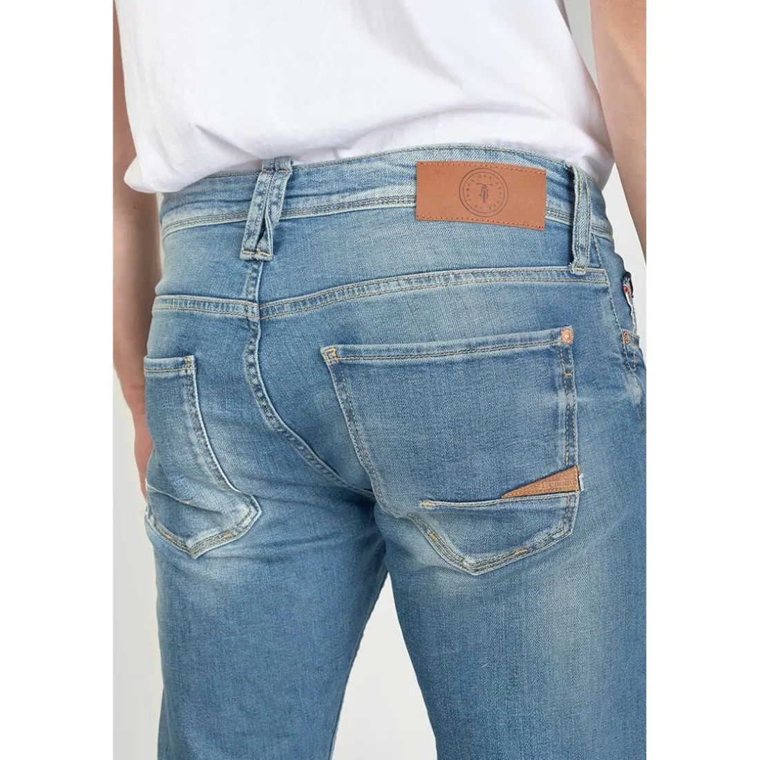 Jeans regular, droit 800/12, longueur 34 bleu en coton Beau