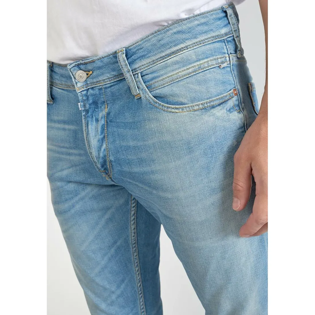 Jeans regular, droit 800/12, longueur 34 bleu en coton Beau