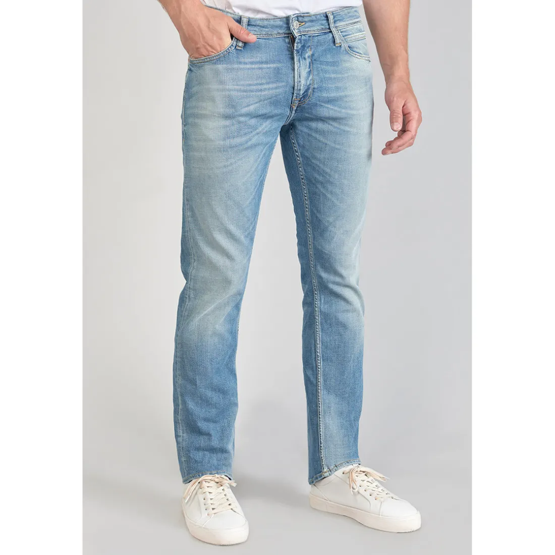 Jeans regular, droit 800/12, longueur 34 bleu en coton Beau