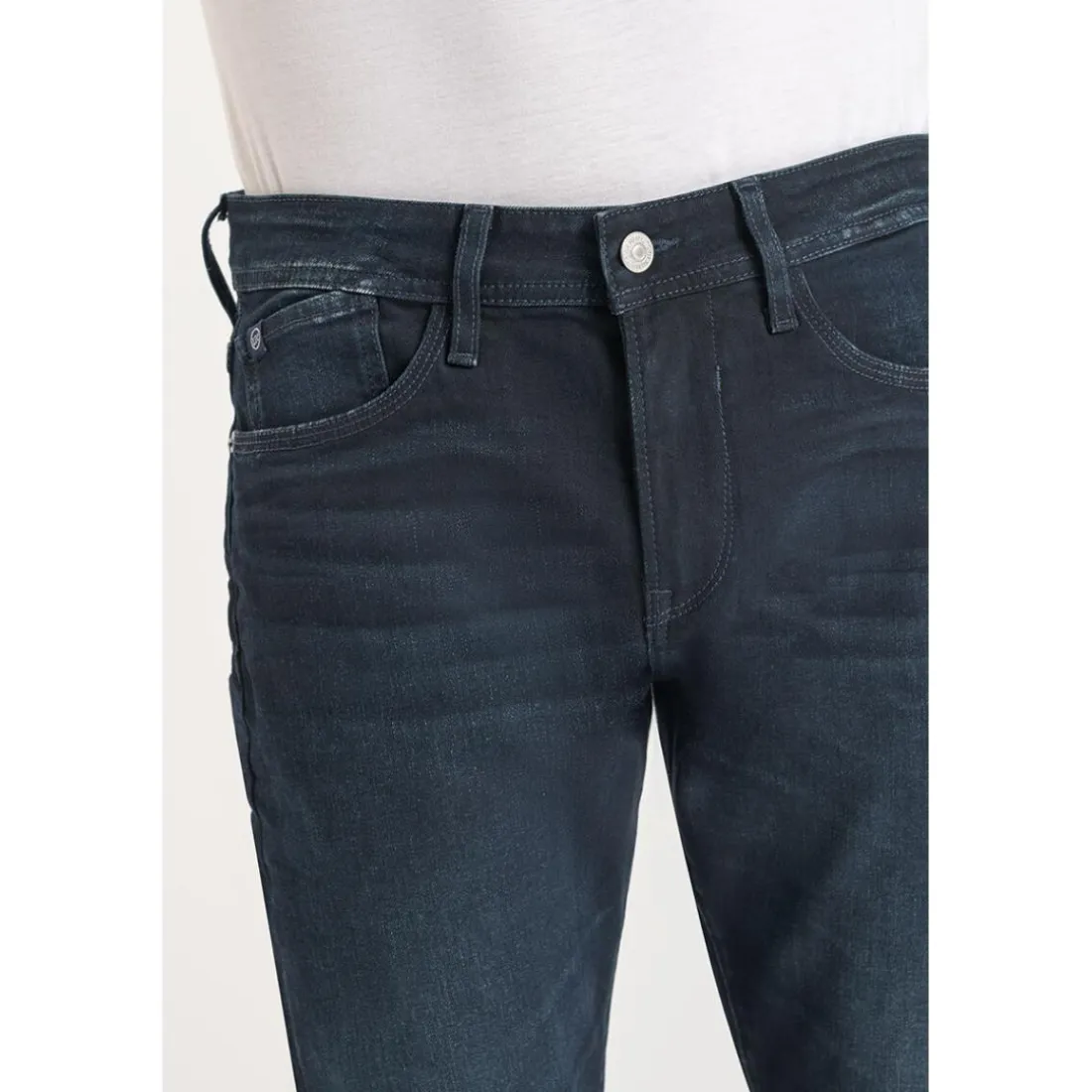 Jeans regular, droit 800/12, longueur 34 bleu en coton Xan