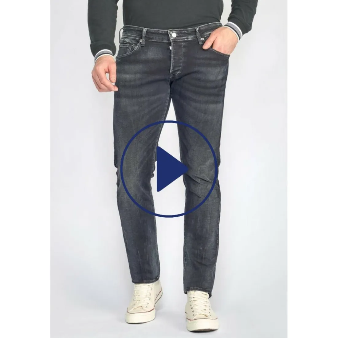 Jeans regular, droit 800/12, longueur 33 bleu en coton Earl