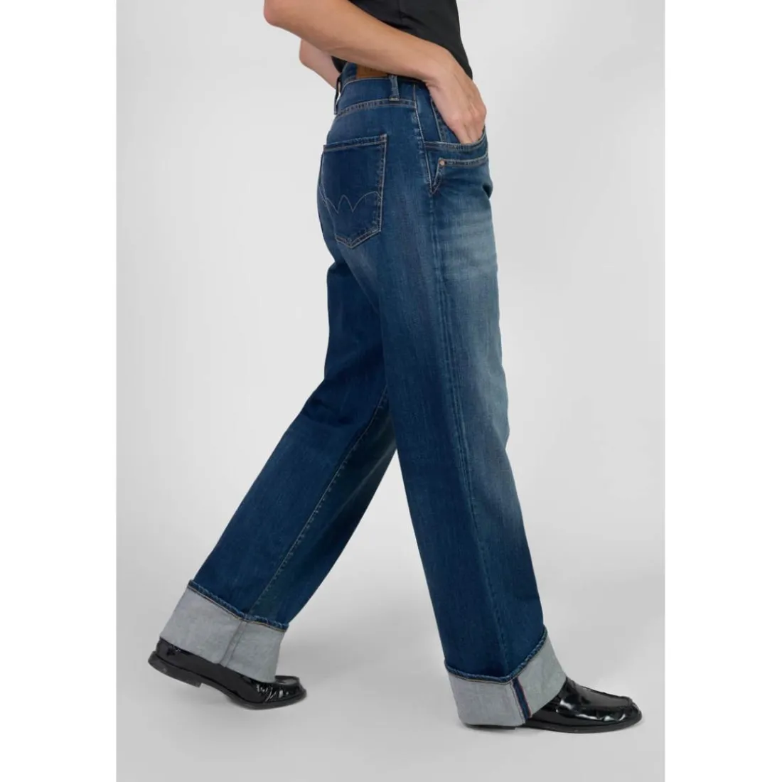 Jeans regular, droit 400/28 regular loose taille haute, longueur 34 bleu Louise