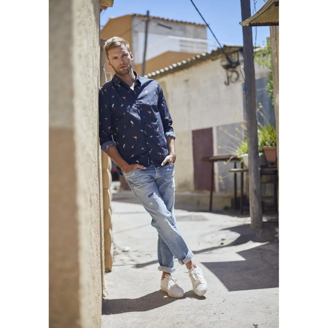 Jeans regular, droit 700/17 relax, longueur 34 bleu en coton Kai