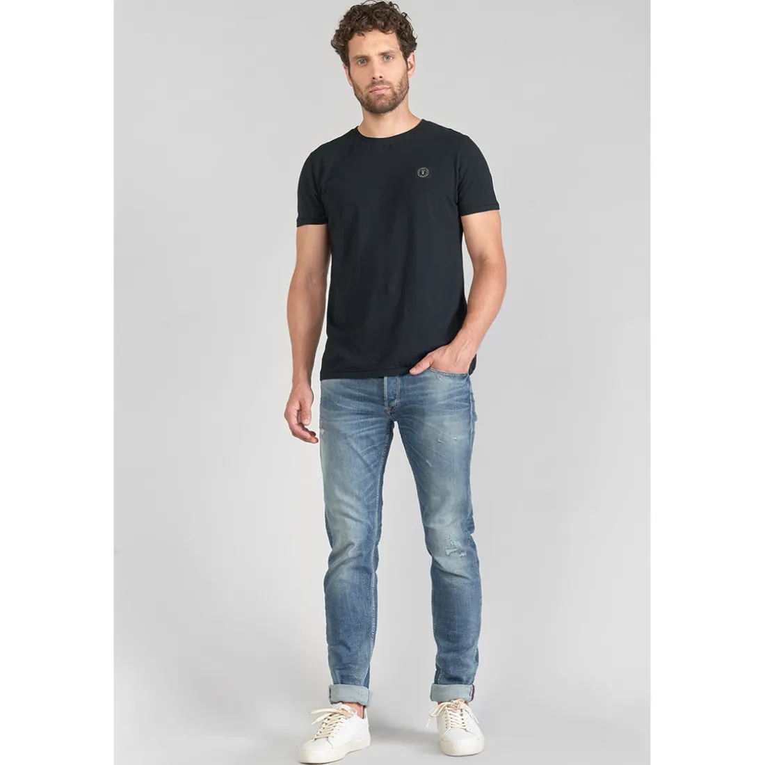 Jeans regular, droit 700/17 relax, longueur 34 bleu en coton Chase
