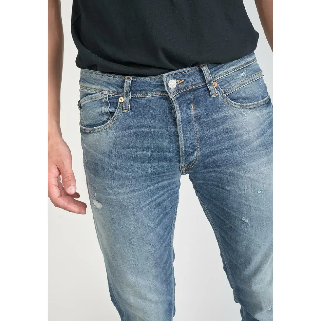 Jeans regular, droit 700/17 relax, longueur 34 bleu en coton Chase