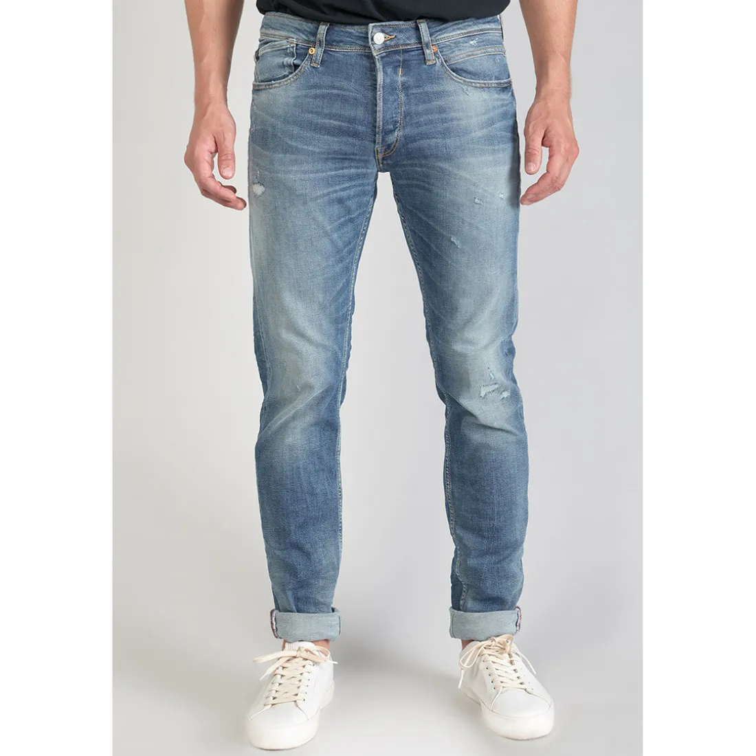 Jeans regular, droit 700/17 relax, longueur 34 bleu en coton Chase