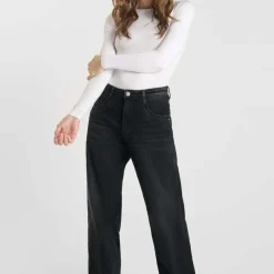 Jeans regular, droit 400/28 wide leg taille haute, longueur 34 noir Nora