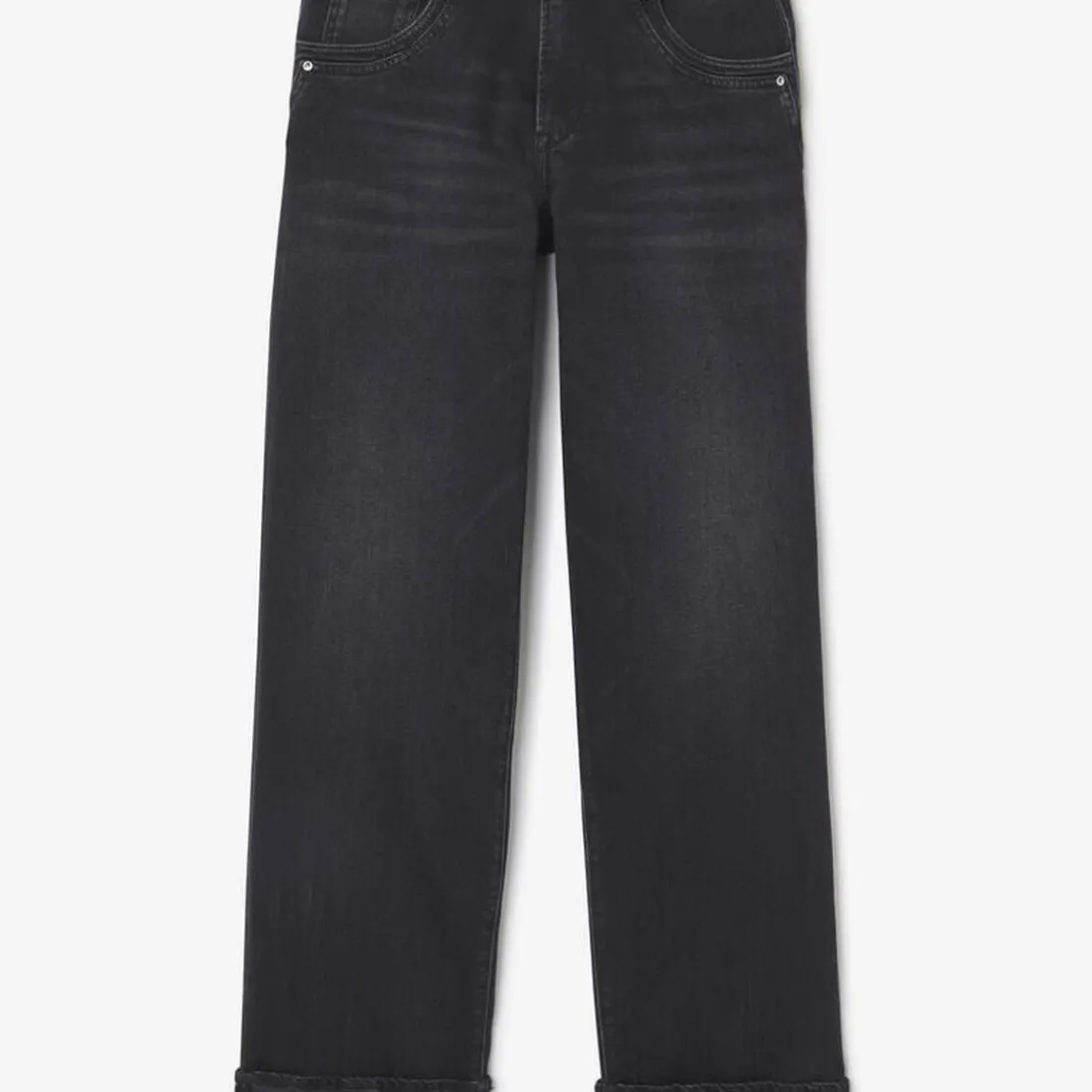 Jeans regular, droit 400/28 wide leg taille haute, longueur 34 noir Nora