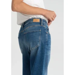 Jeans regular, droit boyfit 7/8ème bleu Lila en coton