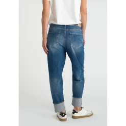 Jeans regular, droit boyfit 7/8ème bleu Lila en coton