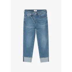 Jeans regular, droit boyfit 7/8ème bleu Lila en coton
