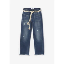 Jeans regular, droit pricilia, 7/8ème bleu Rhea