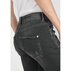 Jeans regular, droit pricilia, 7/8ème noir en coton