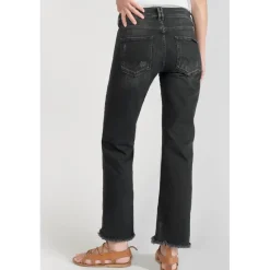 Jeans regular, droit pricilia, 7/8ème noir en coton