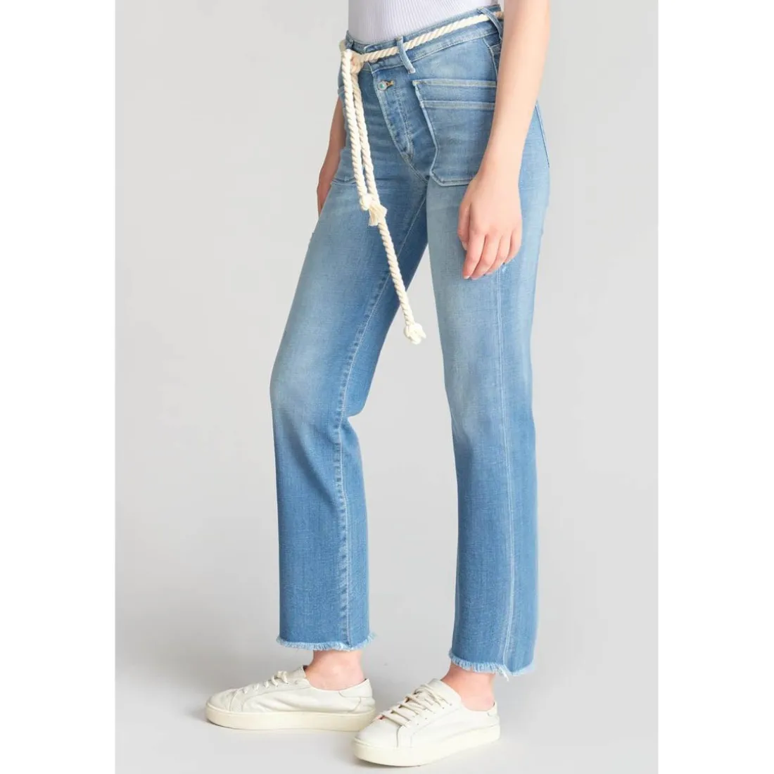 Jeans regular, droit pricilia, 7/8ème bleu Fleur