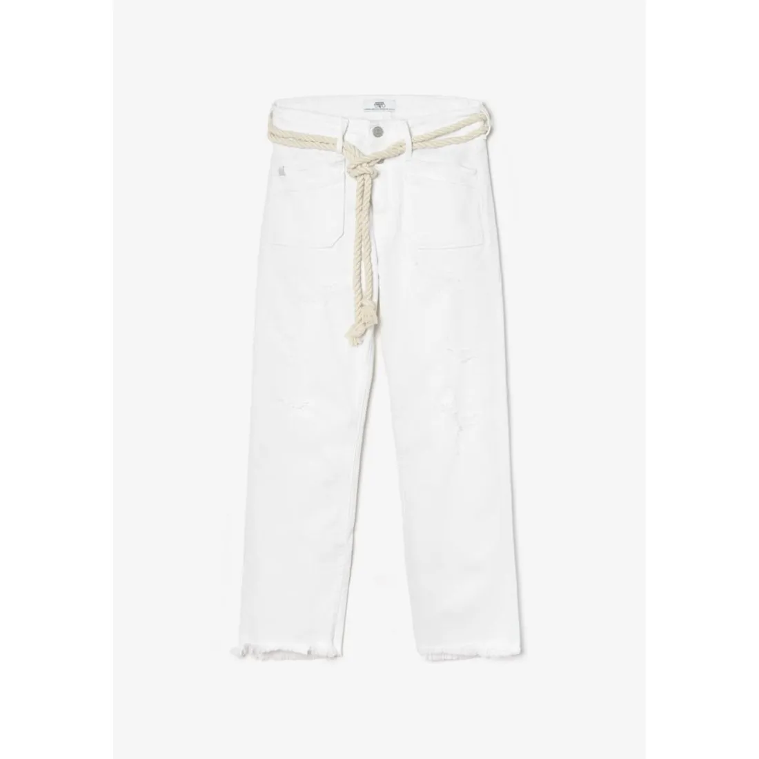 Jeans regular, droit pricilia, 7/8ème blanc en coton