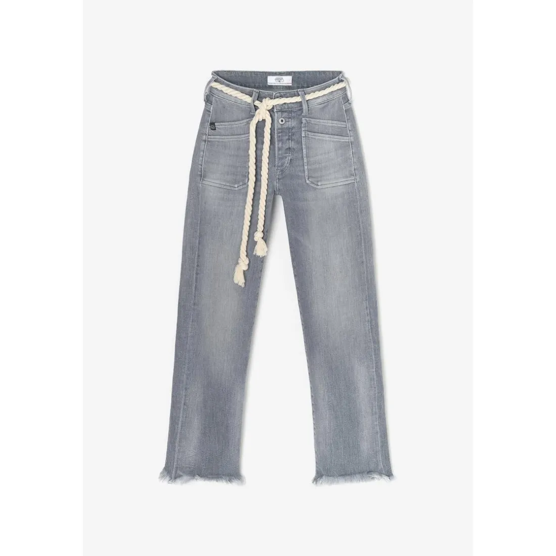 Jeans regular, droit pricilia, 7/8ème gris en coton