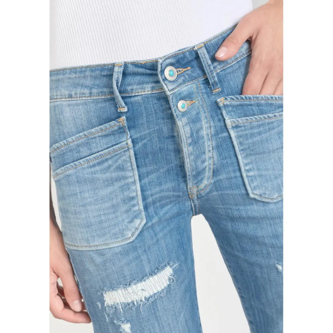 Jeans regular, droit pricilia, 7/8ème bleu en coton Page