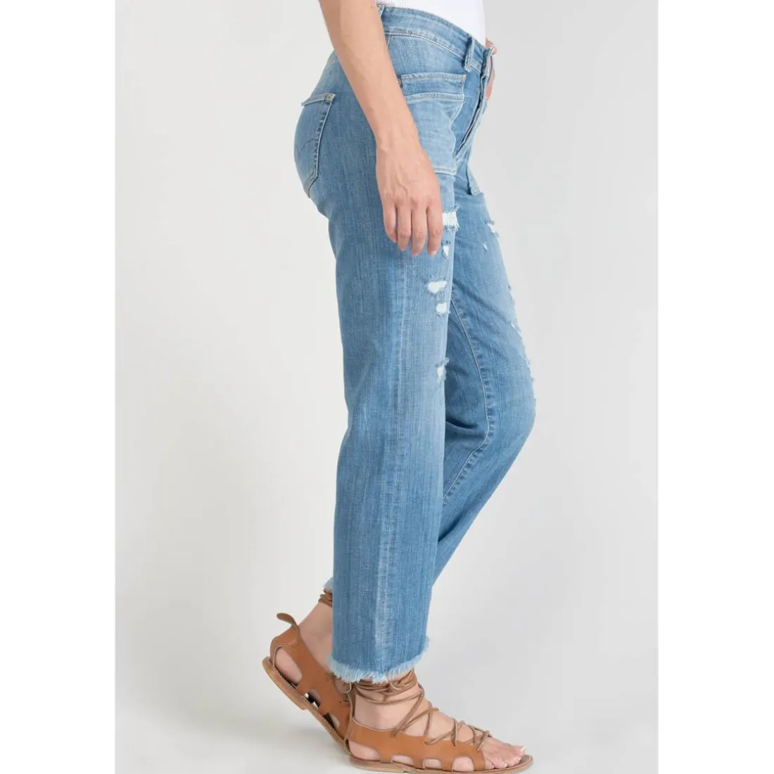 Jeans regular, droit pricilia, 7/8ème bleu en coton Page