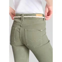 Jeans regular, droit pricilia, 7/8ème vert en coton