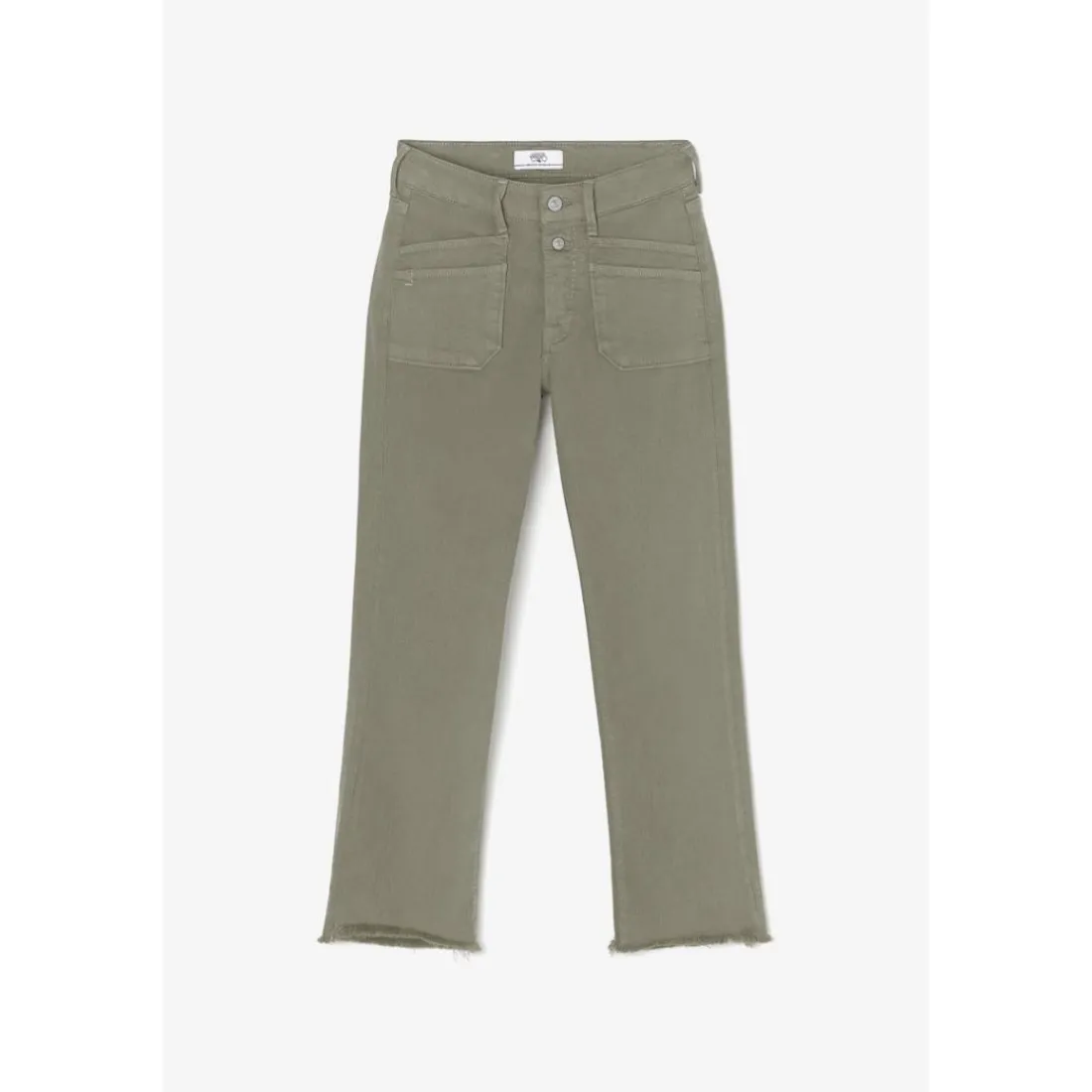 Jeans regular, droit pricilia, 7/8ème vert en coton
