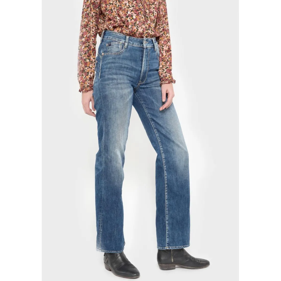 Jeans regular, droit pulp regular taille haute, longueur 34 bleu Faye