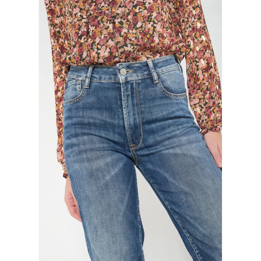 Jeans regular, droit pulp regular taille haute, longueur 34 bleu Faye