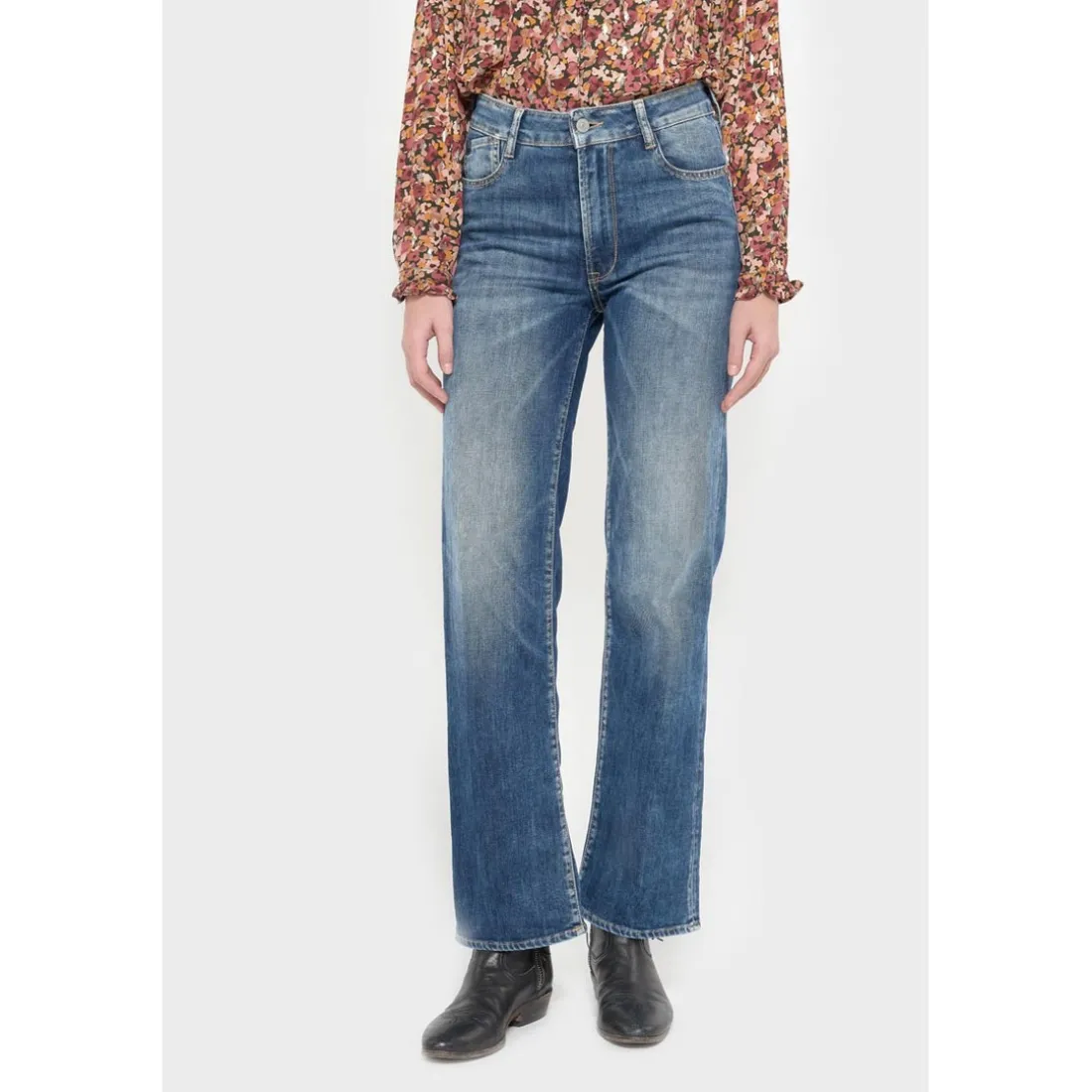 Jeans regular, droit pulp regular taille haute, longueur 34 bleu Faye