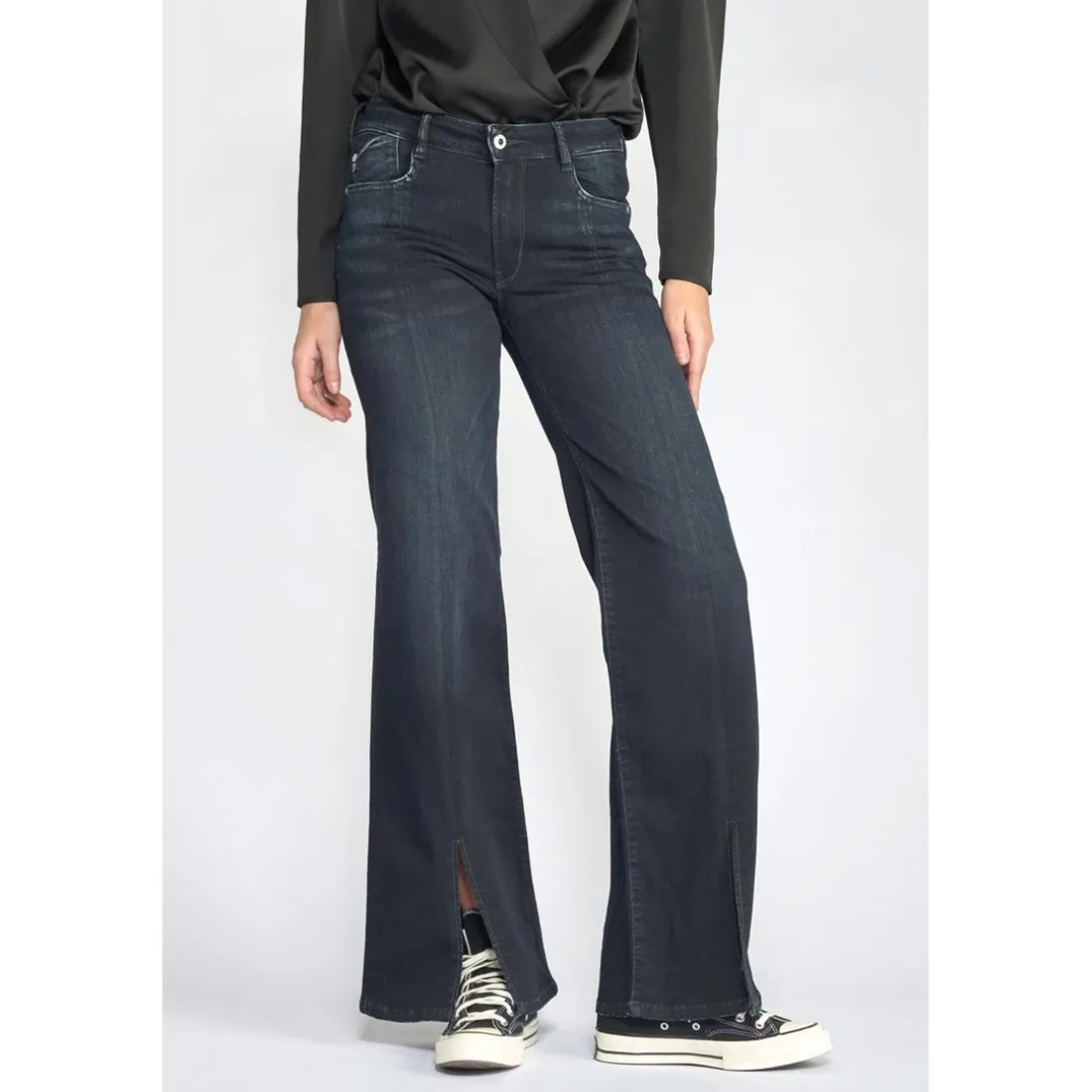 Jeans Sin pulp flare taille haute bleu-noir N°1 en coton