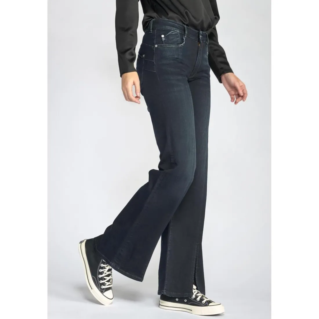 Jeans Sin pulp flare taille haute bleu-noir N°1 en coton