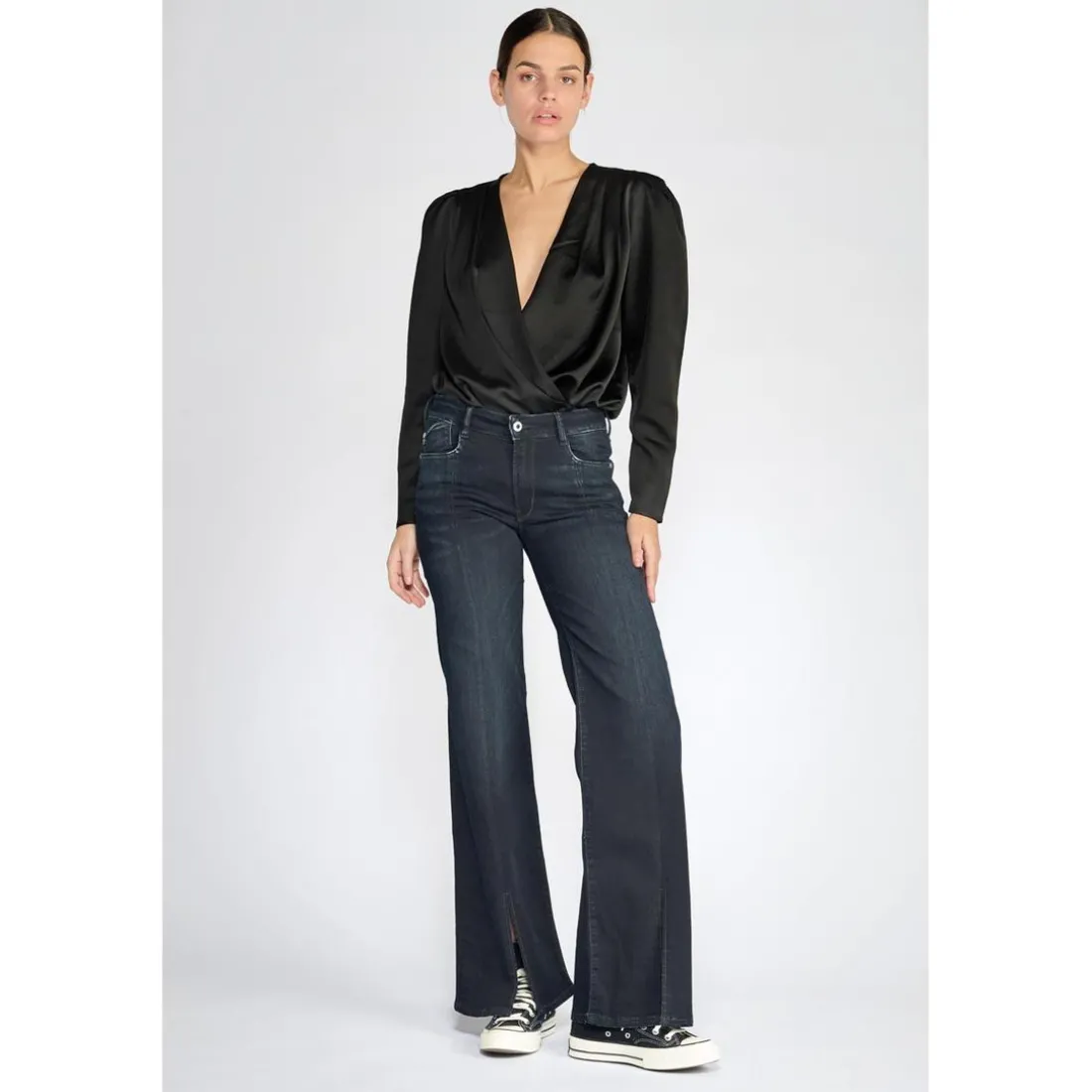Jeans Sin pulp flare taille haute bleu-noir N°1 en coton