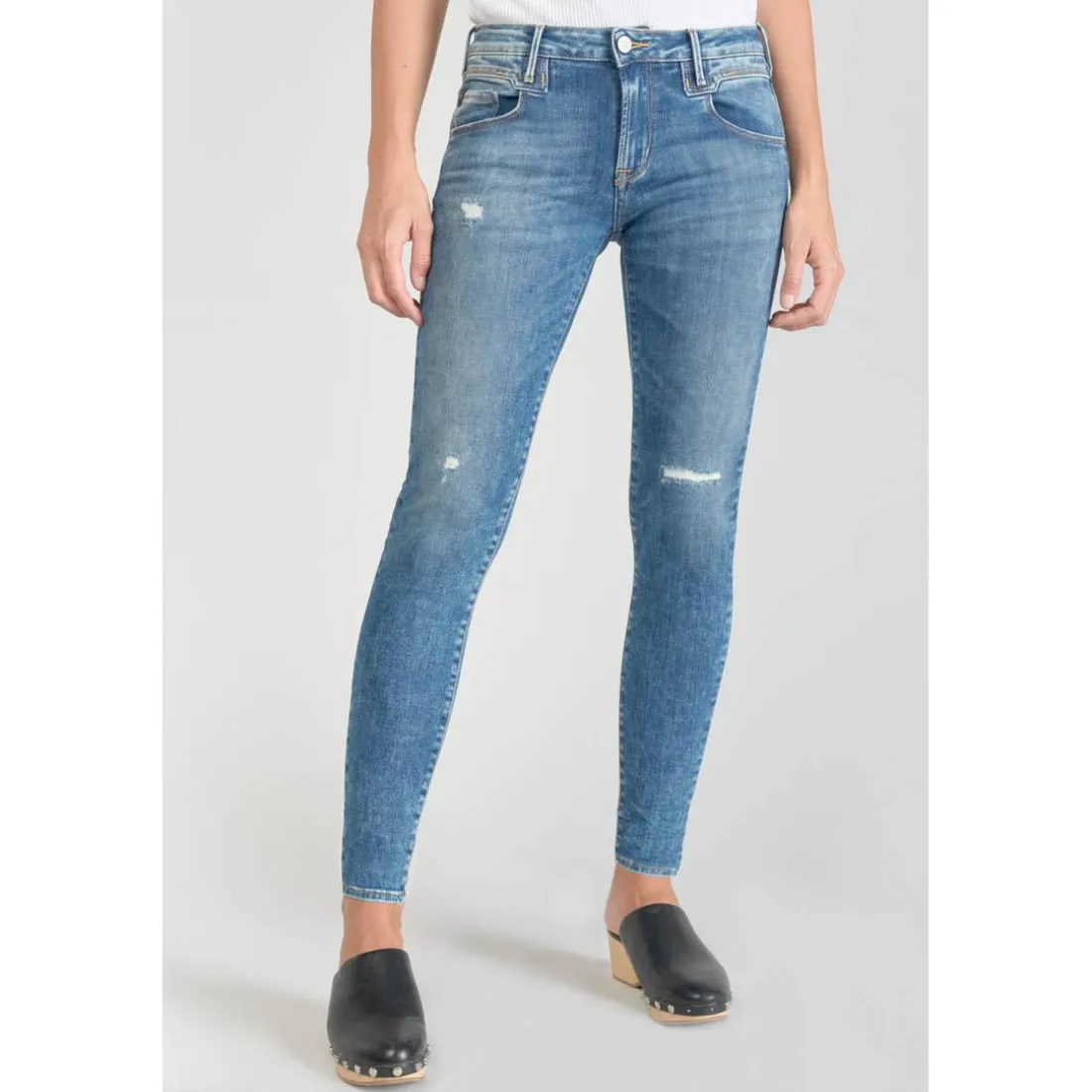 Jeans skinny POWER, 7/8ème bleu en coton Kai