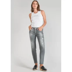 Jeans skinny POWER, 7/8ème gris en coton