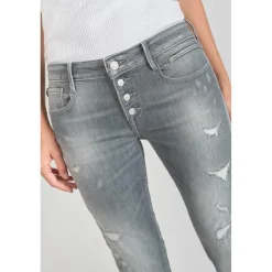 Jeans skinny POWER, 7/8ème gris en coton