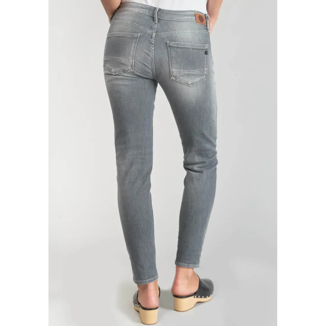 Jeans skinny POWER, 7/8ème gris en coton