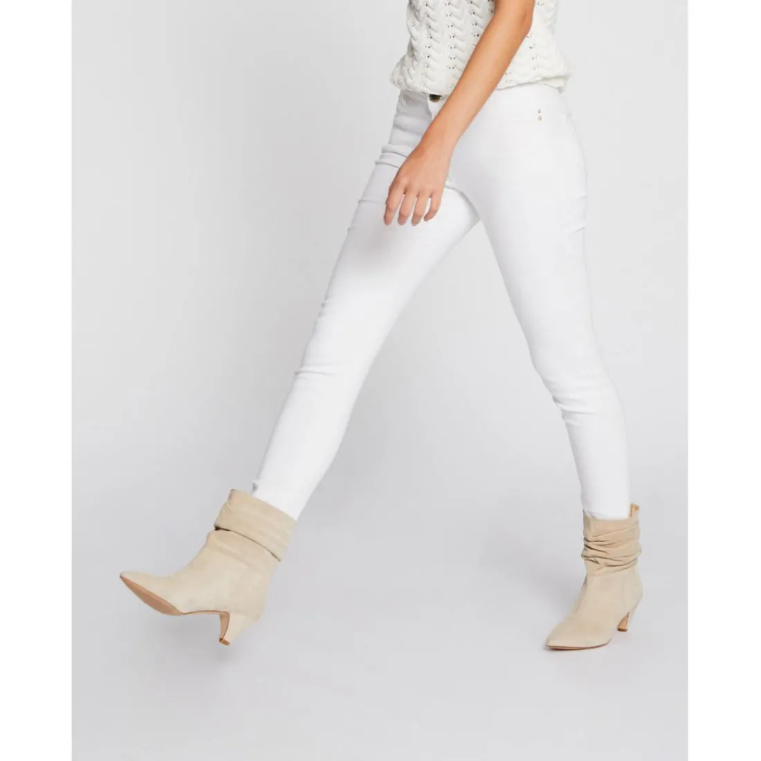 Jeans skinny taille basse blanc cassé