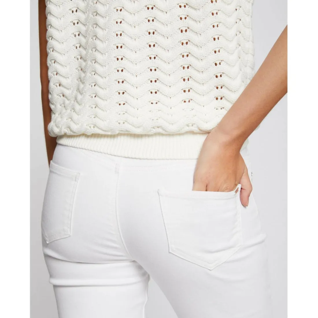 Jeans skinny taille basse blanc cassé