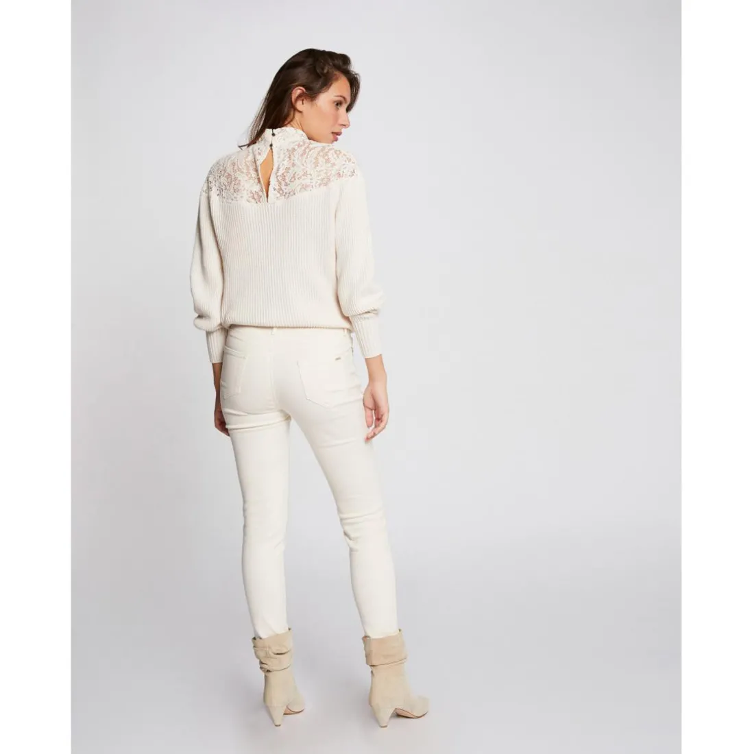 Jeans skinny taille basse ivoire