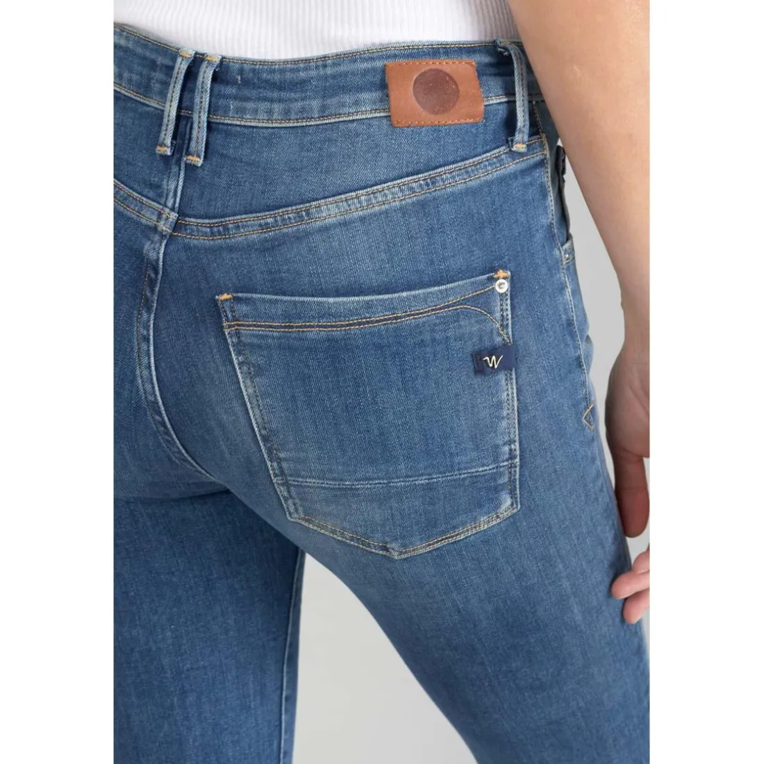 Jeans skinny taille haute POWER, 7/8ème bleu en coton Cate