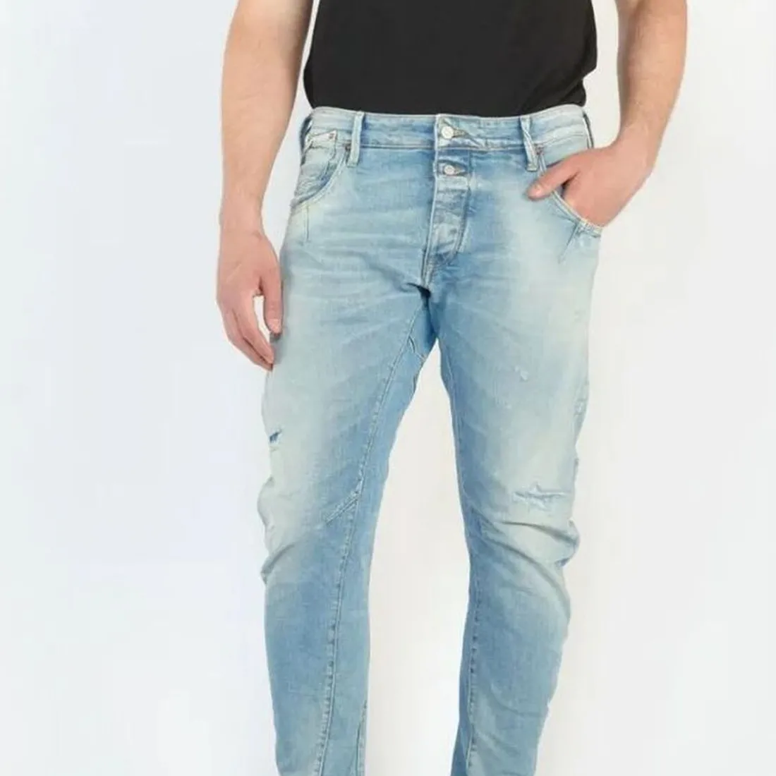 Jeans tapered 903, longueur 34 bleu en coton Gael