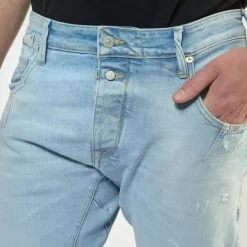Jeans tapered 903, longueur 34 bleu en coton Gael