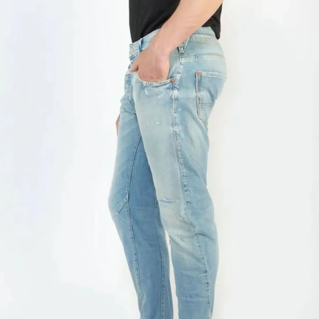 Jeans tapered 903, longueur 34 bleu en coton Gael