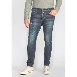 Jeans tapered 916, 7/8ème bleu en coton Myles